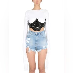 18. NWT  GCDS TSHIRT WITH LONG SLEEVE AND VINYL CORSET